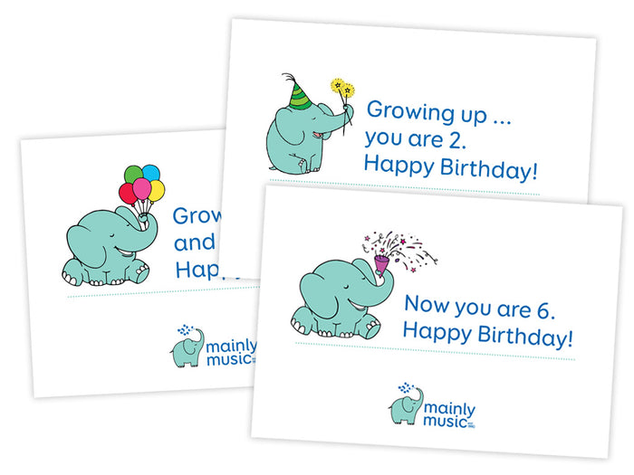 Happy birthday postcards - ages 1-5 years